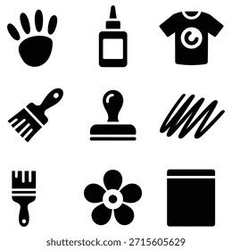 Crafting supplies and artistic elements paw print glue bottle