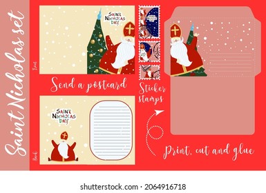 crafts for children. Saint Nicholas set. Congratulations, letter to St. Nicholas. Winter Christian holiday. Sinterklaas. An old man.