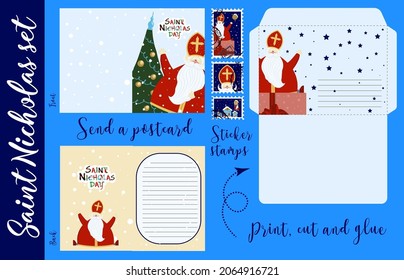 crafts for children. Saint Nicholas set. Congratulations, letter to St. Nicholas. Winter Christian holiday. Sinterklaas. An old man.