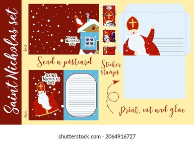 crafts for children. Saint Nicholas set. Congratulations, letter to St. Nicholas. Winter Christian holiday. Sinterklaas. An old man.