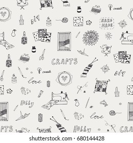 crafts doodle vector objects seamless pattern background 