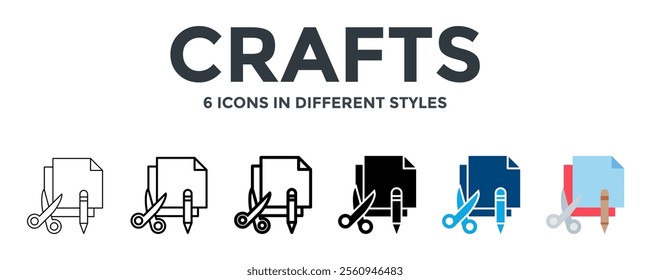 CRAFTS icon in different style vector illustration. Designed in thin line, regular line, bold line, glyph, color fill, and flat style can be used for web