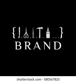 Crafts vector logo design template. Home instruments illustration