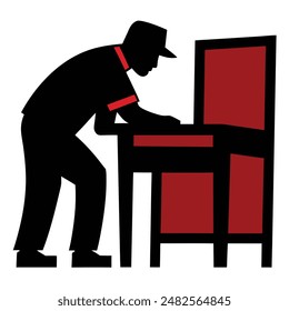 Craftsman assembling furniture carpenter woodworker craftsman vector illustration