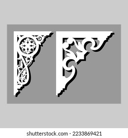 Craftsman Bracket cornice pieces for decorating or shelves. Decoration vector design for cutting on CNC or laser cut on wood corner design sample. wood corner home decoration 