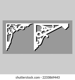 Craftsman Bracket cornice pieces for decorating or shelves. Decoration vector design for cutting on CNC or laser cut on wood corner design sample. wood corner home decoration 
