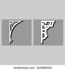 Craftsman Bracket cornice pieces for decorating or shelves. Decoration vector design for cutting on CNC or laser cut on wood corner design sample. wood corner home decoration 