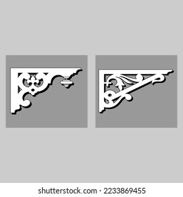 Craftsman Bracket cornice pieces for decorating or shelves. Decoration vector design for cutting on CNC or laser cut on wood corner design sample. wood corner home decoration 