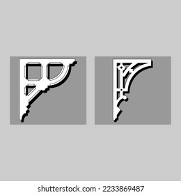 Handwerker Bracket kornschöne Stücke für die Dekoration oder Regale. Dekorvektor-Design zum Schneiden auf CNC oder Laser geschnitten auf Holz-Ecke Design-Probe. Holzecke-Einrichtung 