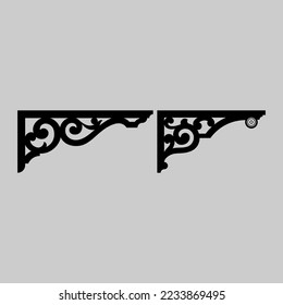 Craftsman Braca piezas de cornisa para decorar o estantes. Diseño vectorial de decoración para corte en CNC o corte láser en muestra de diseño de esquina de madera. decoración del hogar de la esquina de madera 