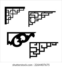 Craftsman Braca piezas de cornisa para decorar o estantes. Diseño vectorial de decoración para corte en CNC o corte láser en muestra de diseño de esquina de madera. decoración del hogar de la esquina de madera 