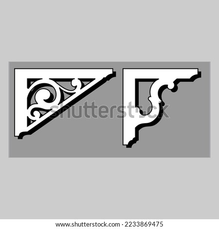 Craftsman Bracket cornice pieces for decorating or shelves. Decoration vector design for cutting on CNC or laser cut on wood corner design sample. wood corner home decoration 