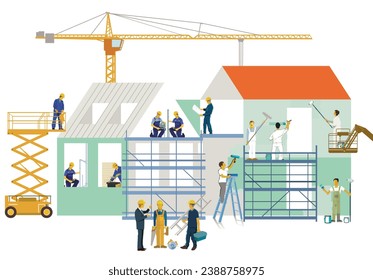 Craftsman at construction site,  illustration