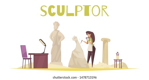 Craftsman icons set with tailor and artist flat isolated vector illustration