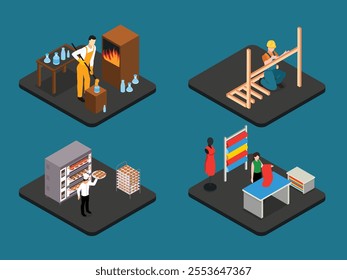 Craftsmanship and Manual Professions 3d isometric vector illustration