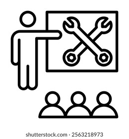 Craftsmanship Training icon line vector illustration