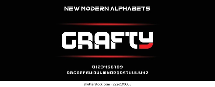 CRAFTY Modern Bold Font. Regular Italic Number Typography urban style alphabet fonts for fashion, sport, technology, digital, movie, logo design, vector illustration