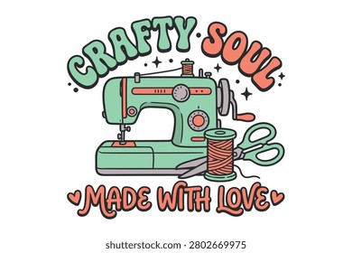 Crafty soul sewing machine with scissors sublimation design