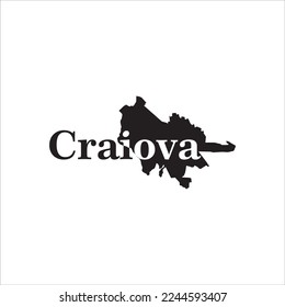 Craiova map and black lettering design on white background
