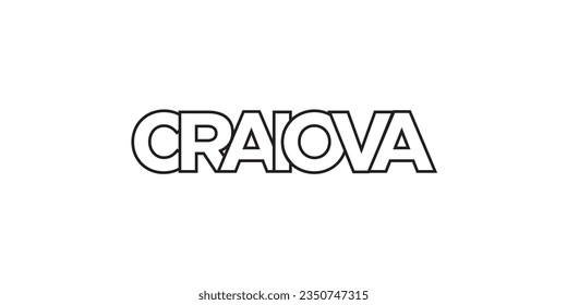 Craiova in the Romania emblem for print and web. Design features geometric style, vector illustration with bold typography in modern font. Graphic slogan lettering isolated on white background.