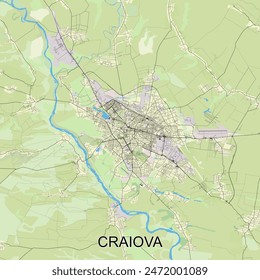 Craiova, Romania map poster art