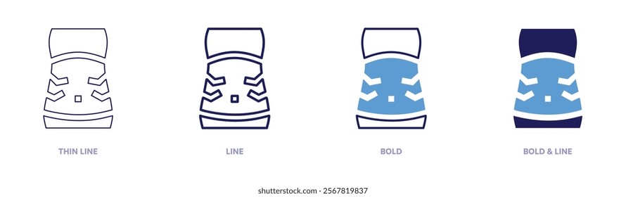 Cramps icon in 4 different styles. Thin Line, Line, Bold, and Bold Line. Duotone style. Editable stroke.