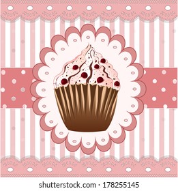 cranberries cupcake on the  background