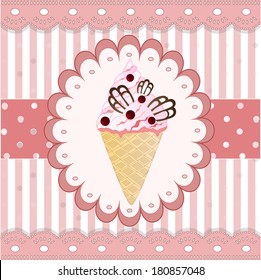 cranberries icecream on the white background