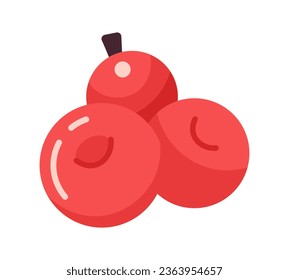 Cranberries semi flat colour vector object. Wild berries. Editable cartoon clip art icon on white background. Simple spot illustration for web graphic design