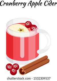 cranberry apple cider cocktail in vector style