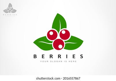 Diseño vectorial del logotipo de las bayas de Cranberry