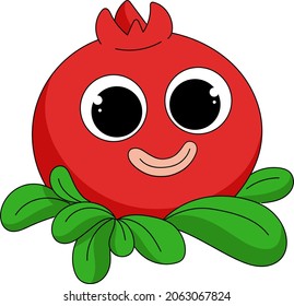 Cranberry berry. Red berry. Heather. Delicious food. Cheerful smiling cartoon character. Isolated on a white background. Vector illustration.