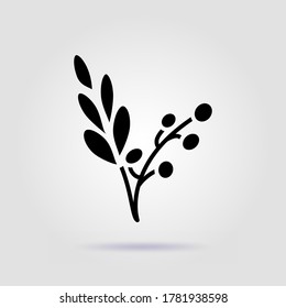 Cranberry black icon isolated on gray background with soft shadow