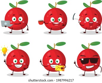 Caricatura de Cranberry con varios tipos de emoticonos de negocios. Ilustración del vector