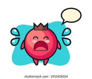 Cranberry cartoon illustration with crying gesture, cute style design for t shirt, sticker, logo element