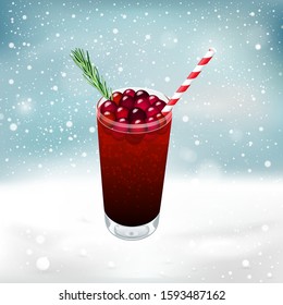 Cranberry Christmas Cocktail Winter Vector