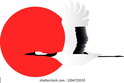 Cranberry crane flying in the sky
