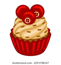 Cranberry Cupcakes in vector illustration