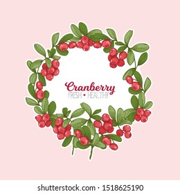Cranberry. Element for design. Good for product label. Colored vector illustration.	