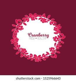 Cranberry. Element for design. Good for product label. Outline hand drawing vector illustration in red colors	