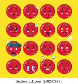 A Cranberry emoticon set for a design element or emoji project