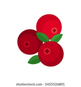 Cranberry flat style vector illustration. Fresh berries on white background.