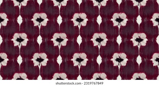 Flor de arándano ikat tríbal boho ata los colores de los colores flor papel de pared sin costura. Motif étnica hecha a mano bello arte Ikat. Arte de fondo étnico abstracto floral rosa. 