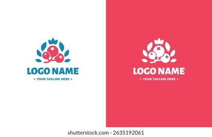Plantilla de logotipo de Vector dibujado a mano de arándano.