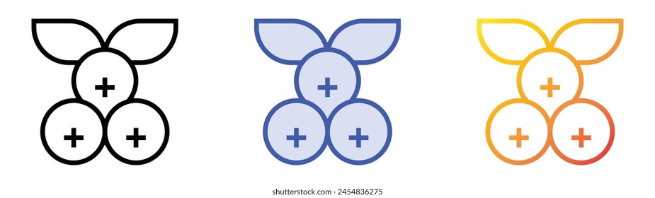 cranberry icon. Linear, Blue Fill and Gradient Style Design Isolated On White Background