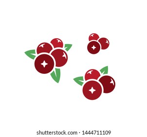 Cranberry. Icon set. Isolated cranberry with leaves on white background. Vector illustration EPS10 