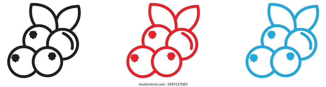 Colección de conjunto de logotipo de Vector de icono de arándano para App de Web ui