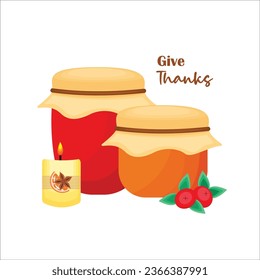 Cranberry jam in a pot illustration vector