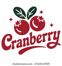 Cranberry label design isolated vector illustration on white background