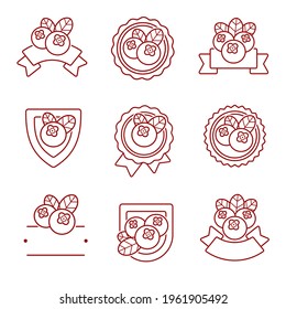 Cranberry label and icons set. Icon cranberry. Vector
